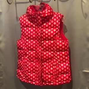 Gap Kids Girls Puffer Vest Pink Polka Dot 5/6 EXC